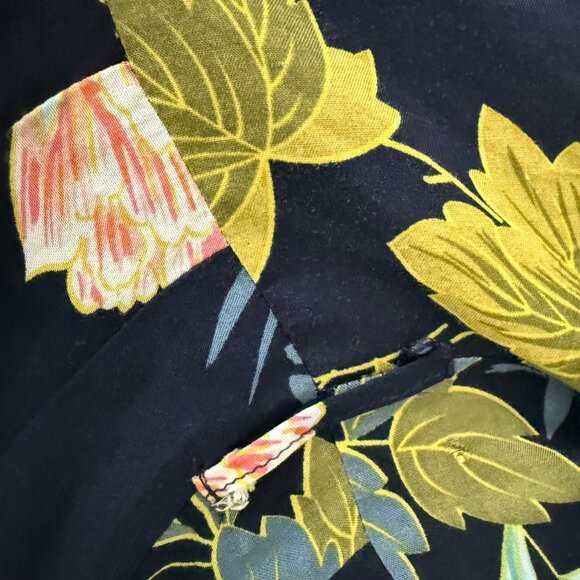 Aakaa Womens Floral Dress S 100% Rayon Navy Long Sleeves - Picture 5 of 10